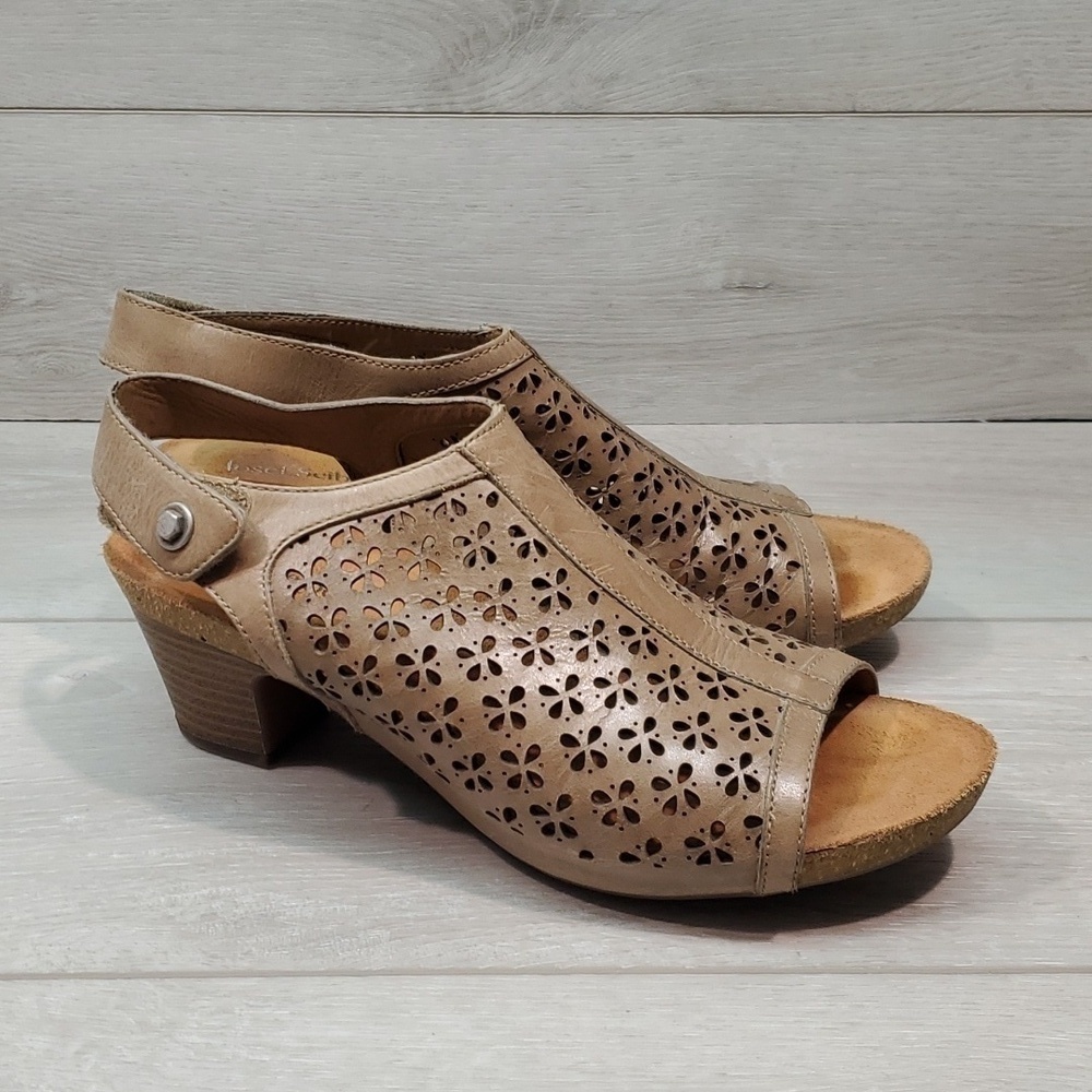 Josef Seibel Women Ankle Leather Heels Sandals shoes sz 39/8-8.5